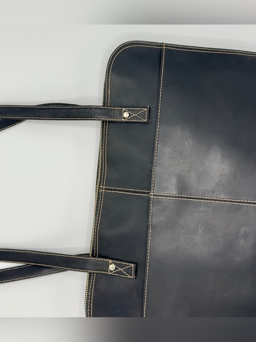 Wilsons Leather Pelle Studio Black Leather Laptop Tote Bag - Picture 11 of 16